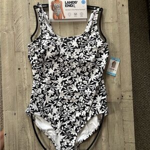 Lands' End Monochrome Floral Women's One Piece